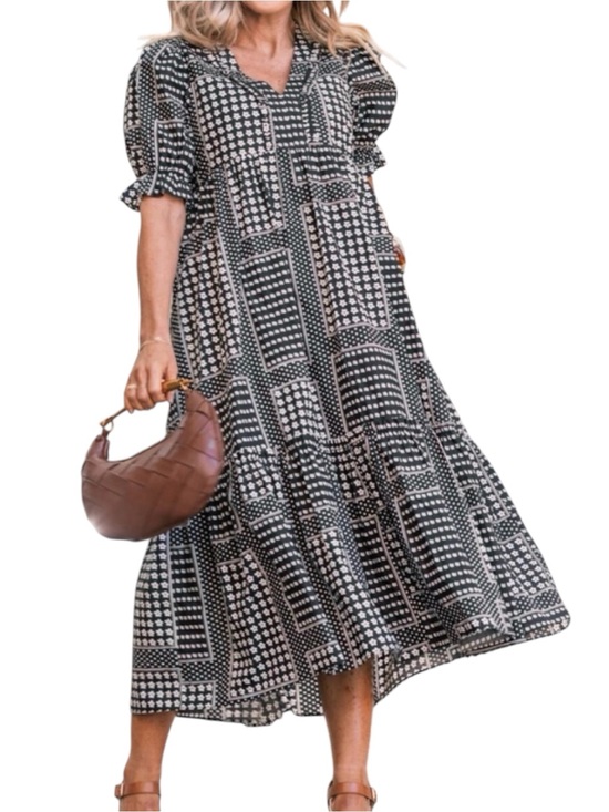 Avara Dresses & Skirts - Avara floral and polka-dot patchwork print Cottagecore midi dress size Large